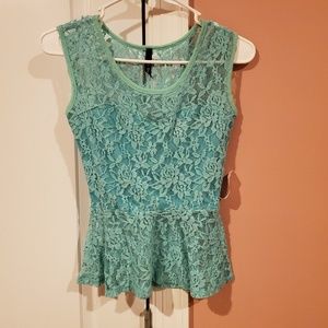 Small mint sleeveless mesh Silvana top